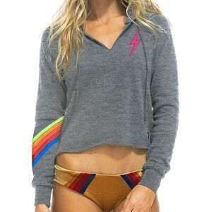 Aviator Nation Bolt Chevron 5 Stitch Split Neck Sweatshirt